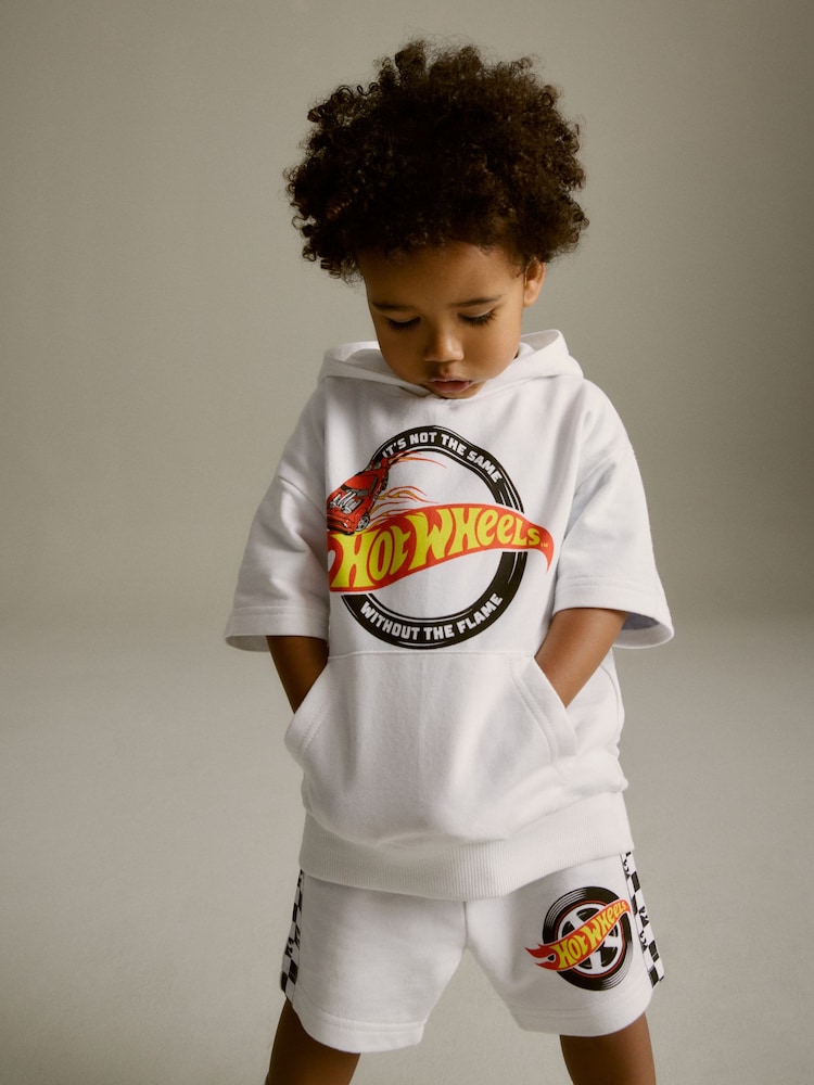 White Hot Wheels Jersey Hoodie and Shorts Set (3mths-8yrs) - Image 1 of 9