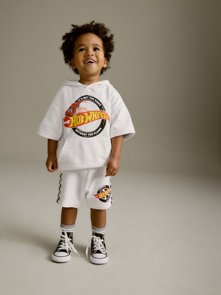White Hot Wheels Jersey Hoodie and Shorts Set (3mths-8yrs) - Image 2 of 9