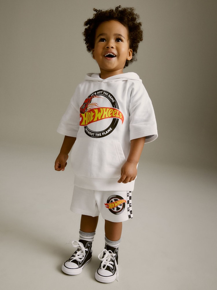 White Hot Wheels Jersey Hoodie and Shorts Set (3mths-8yrs) - Image 3 of 9