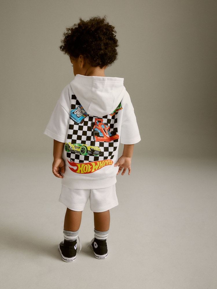 White Hot Wheels Jersey Hoodie and Shorts Set (3mths-8yrs) - Image 4 of 9