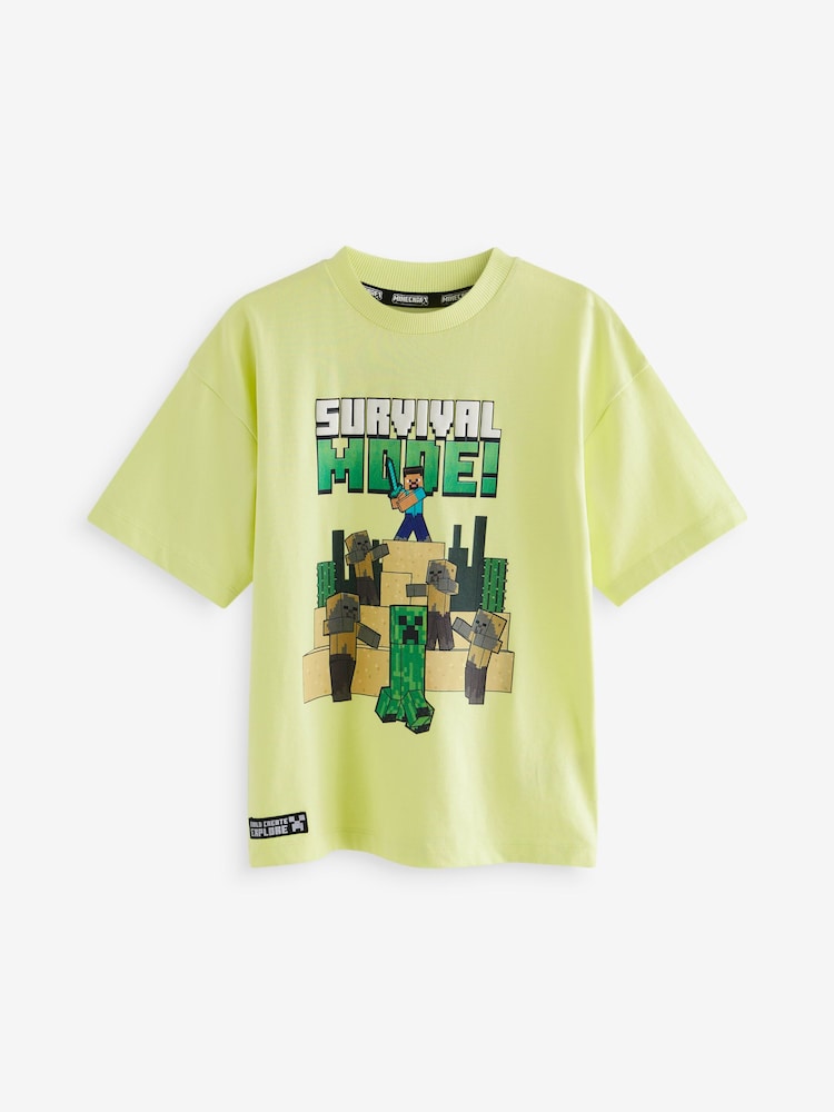 Lime Green 100% Cotton Licensed Minecraft T-Shirt (3-16yrs) - Image 1 of 3