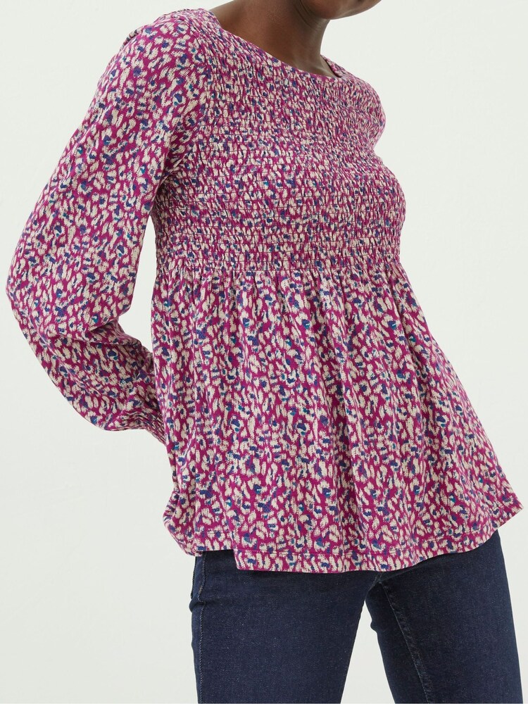FatFace Pink Sara Animal Texture Top - Image 3 of 5