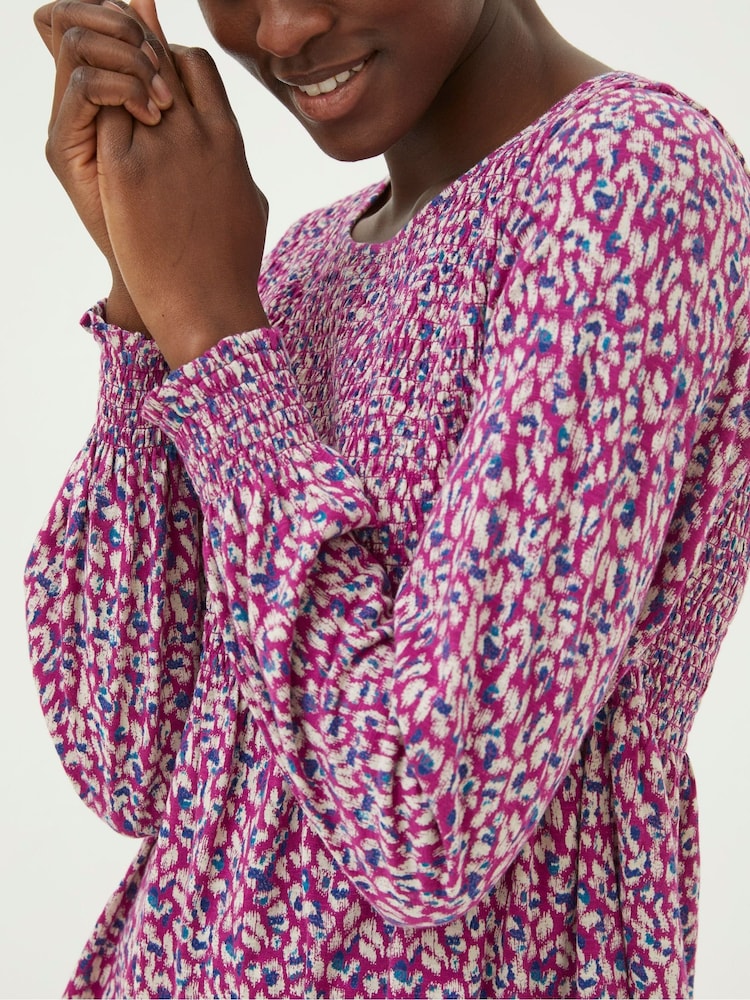FatFace Pink Sara Animal Texture Top - Image 4 of 5