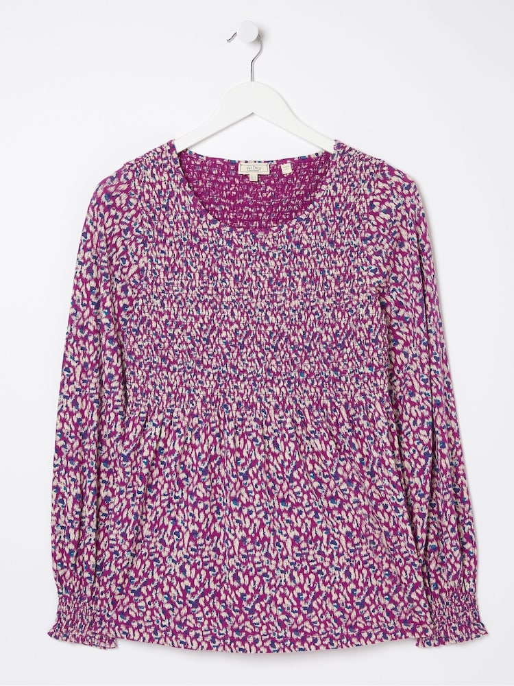 FatFace Pink Sara Animal Texture Top - Image 5 of 5