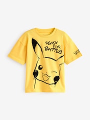 Yellow Pikachu 100% Cotton Pokémon License Short Sleeve T-Shirt (4-16yrs) - Image 1 of 3