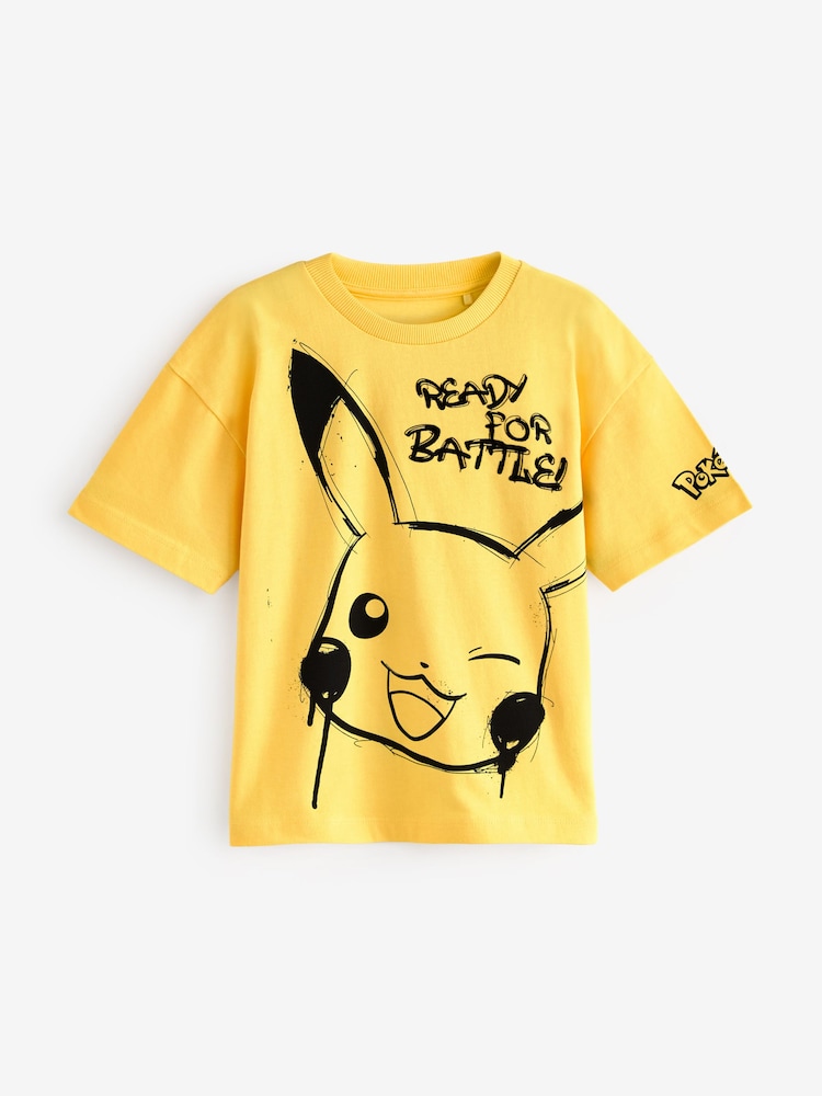 Yellow Pikachu 100% Cotton Pokémon License Short Sleeve T-Shirt (4-16yrs) - Image 1 of 3