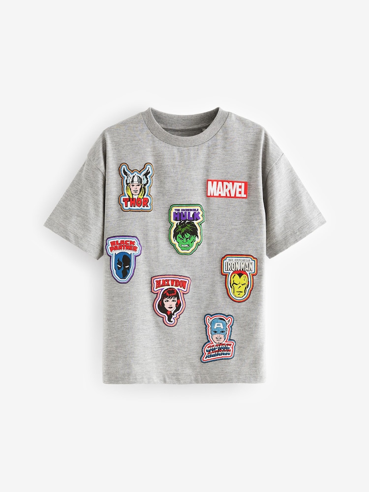 Grey Marl Marvel Avengers License Short Sleeve T-Shirt (3-16yrs) - Image 1 of 3