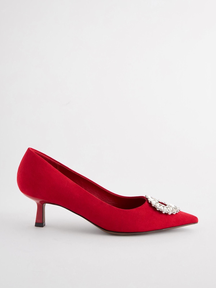 Red Regular/Wide Fit Forever Comfort® Jewel Trim Kitten Heels - Image 2 of 5