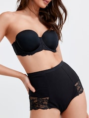 Black/White Cotton Tummy Control Shaping Lace Back Knickers 2 Pack - Image 1 of 9