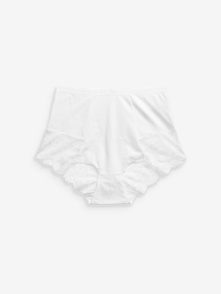 Black/White Cotton Tummy Control Shaping Lace Back Knickers 2 Pack - Image 9 of 9