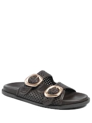 Jones Bootmaker Brown Gisela Leather Dual Buckle Sandals - Image 1 of 6