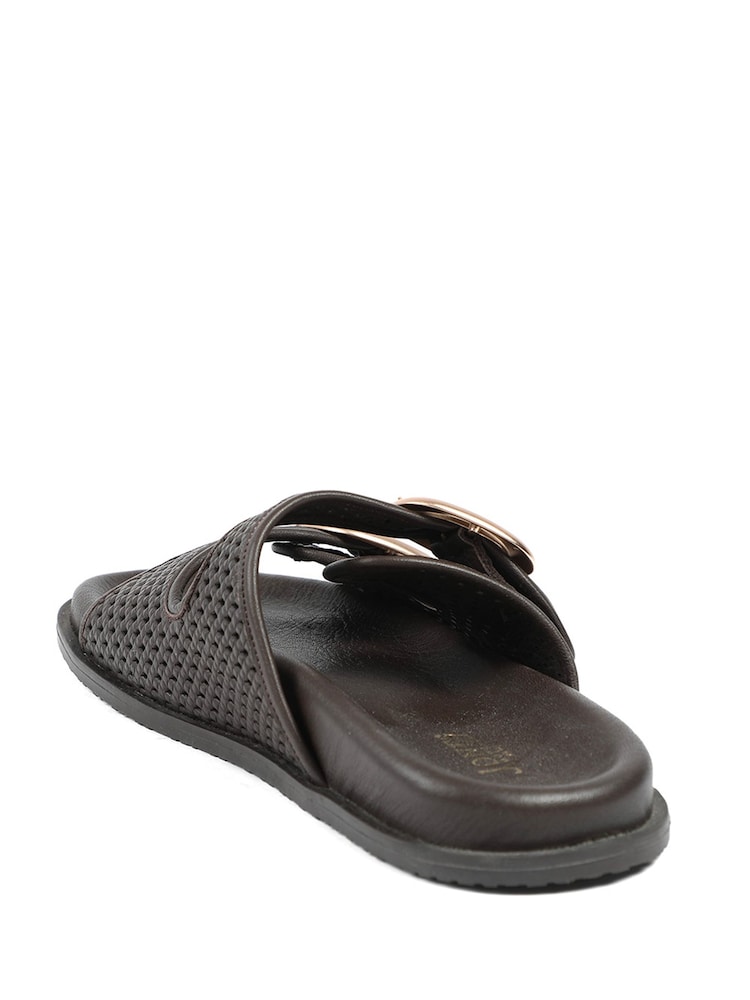 Jones Bootmaker Brown Gisela Leather Dual Buckle Sandals - Image 2 of 6