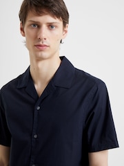 French Connection Blue Plain Revere Short Sleeve 100% Cotton Shirt - Image 3 of 3