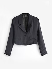 Black Sheer Cropped Blazer - Image 4 of 5