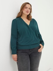 FatFace Green Remi Wrap Top - Image 3 of 5