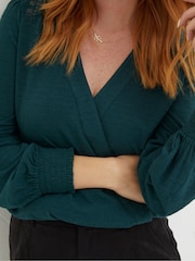 FatFace Green Remi Wrap Top - Image 4 of 5
