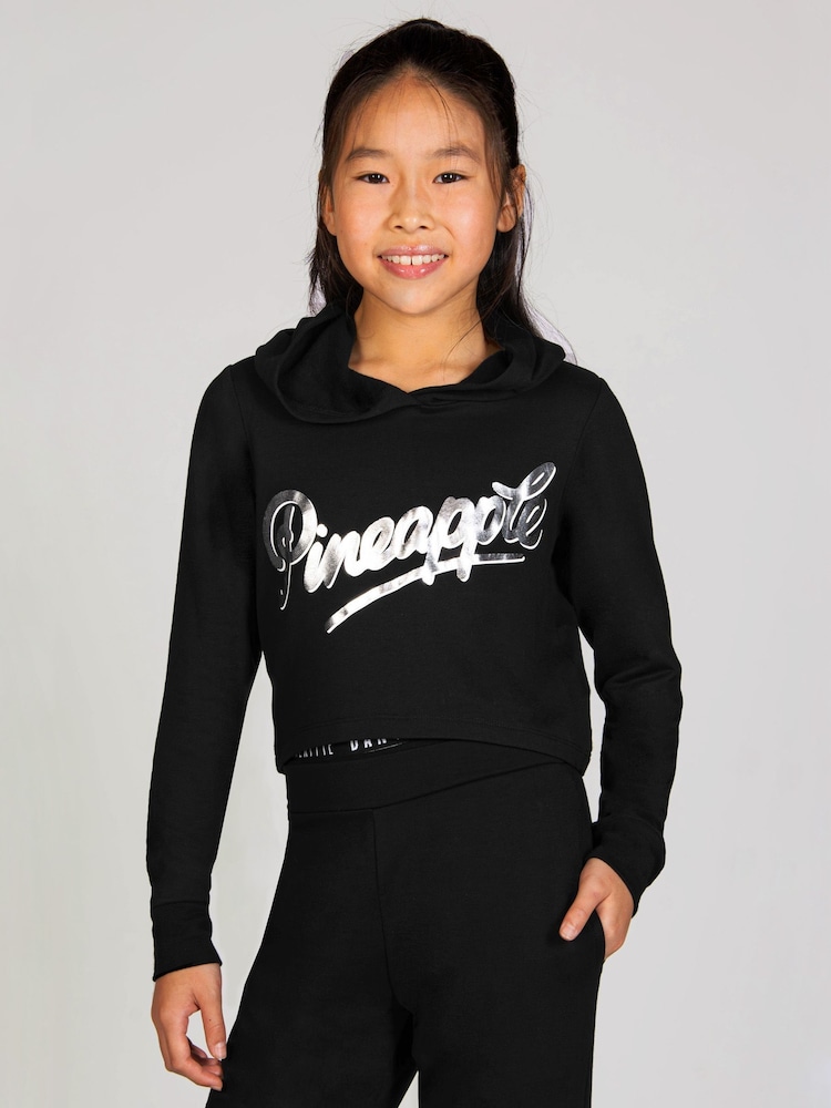 Mädchen Kurz geschnittenes Kapuzensweatshirt mit Logo - Bild 1 von 6