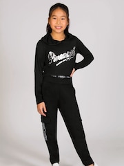 Mädchen Kurz geschnittenes Kapuzensweatshirt mit Logo - Bild 2 von 6