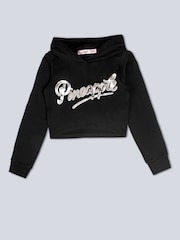 Mädchen Kurz geschnittenes Kapuzensweatshirt mit Logo - Bild 5 von 6