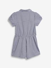 Navy Zip Front Cotton Rich Gingham School Playsuit (3-14yrs) - Image 7 of 8