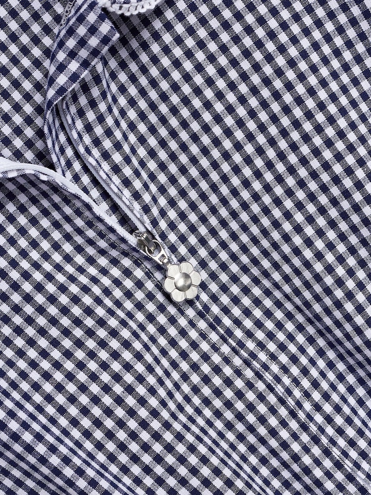 Navy Zip Front Cotton Rich Gingham School Playsuit (3-14yrs) - Image 8 of 8