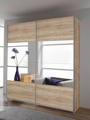 Rauch Oak Cameron Wood and Mirror Sliding Semi 1.8m Sliding Fitted Wardrobe - Image 1 of 2