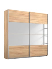 Rauch Oak Cameron Wood and Mirror Sliding Semi 1.8m Sliding Fitted Wardrobe - Image 2 of 2