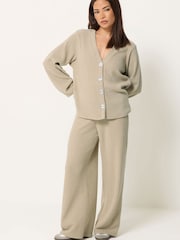 Ensemble cardigan côtelé & pantalon ample PixieGirl Petite - Image 1 sur 7