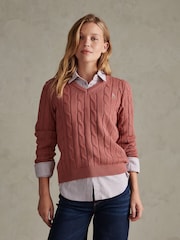 U.S. Polo Assn. Red V-Neck Cable Knit Jumper - Image 1 of 6
