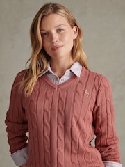 U.S. Polo Assn. Red V-Neck Cable Knit Jumper - Image 2 of 6