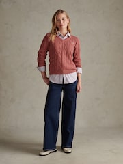 U.S. Polo Assn. Red V-Neck Cable Knit Jumper - Image 3 of 6