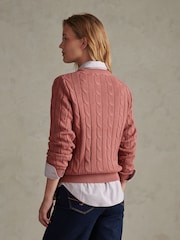 U.S. Polo Assn. Red V-Neck Cable Knit Jumper - Image 4 of 6