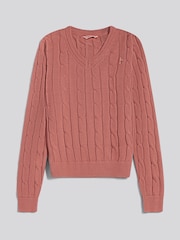 U.S. Polo Assn. Red V-Neck Cable Knit Jumper - Image 5 of 6