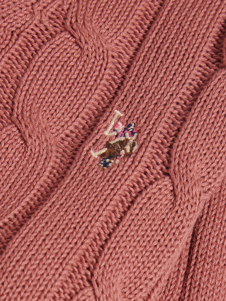 U.S. Polo Assn. Red V-Neck Cable Knit Jumper - Image 6 of 6 U.S. Polo Assn. Red V-Neck Cable Knit Jumper - Image 6 of 6