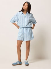 PixieGirl Petite Blue Stripe Cotton Shirt & Shorts Set - Image 1 of 5