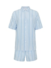 PixieGirl Petite Blue Stripe Cotton Shirt & Shorts Set - Image 5 of 5
