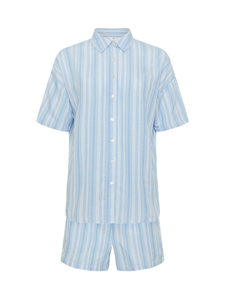 PixieGirl Petite Blue Stripe Cotton Shirt & Shorts Set - Image 5 of 5 PixieGirl Petite Blue Stripe Cotton Shirt & Shorts Set - Image 5 of 5