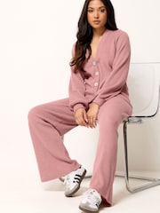 PixieGirl Petite Ribbed Cardigan & Wide Leg Trousers Set - Εικόνα 1 του 5