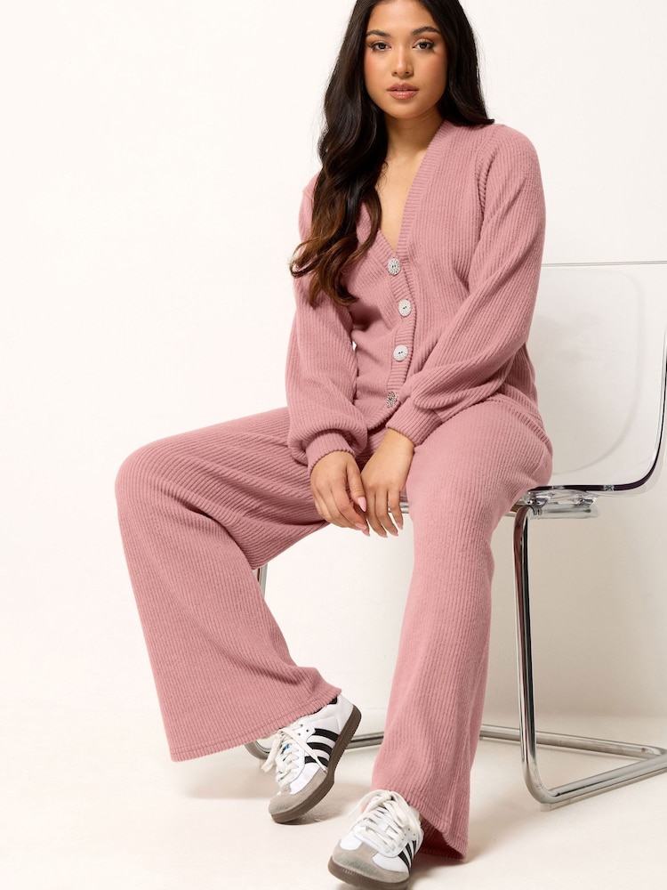 PixieGirl Petite Ribbed Cardigan & Wide Leg Trousers Set - Εικόνα 1 του 5