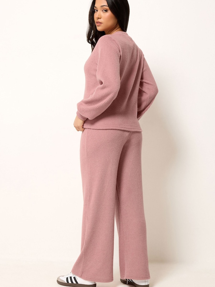 PixieGirl Petite Ribbed Cardigan & Wide Leg Trousers Set - Εικόνα 2 του 5
