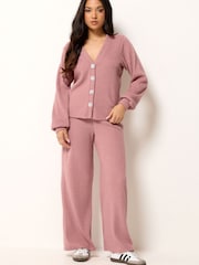 PixieGirl Petite Ribbed Cardigan & Wide Leg Trousers Set - Εικόνα 3 του 5
