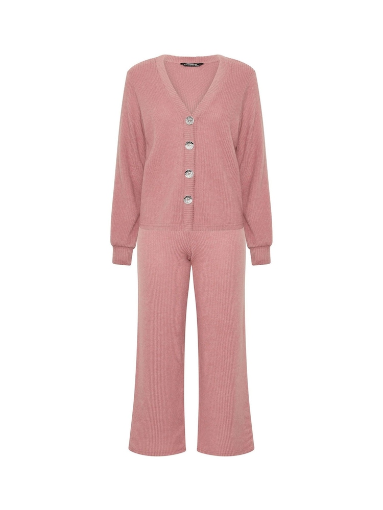 PixieGirl Petite Ribbed Cardigan & Wide Leg Trousers Set - Εικόνα 5 του 5