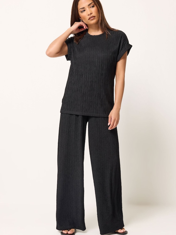 PixieGirl Petite Black Short Sleeve Top & Wide Leg Trousers Set - Image 1 of 5
