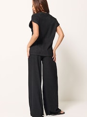 PixieGirl Petite Black Short Sleeve Top & Wide Leg Trousers Set - Image 2 of 5