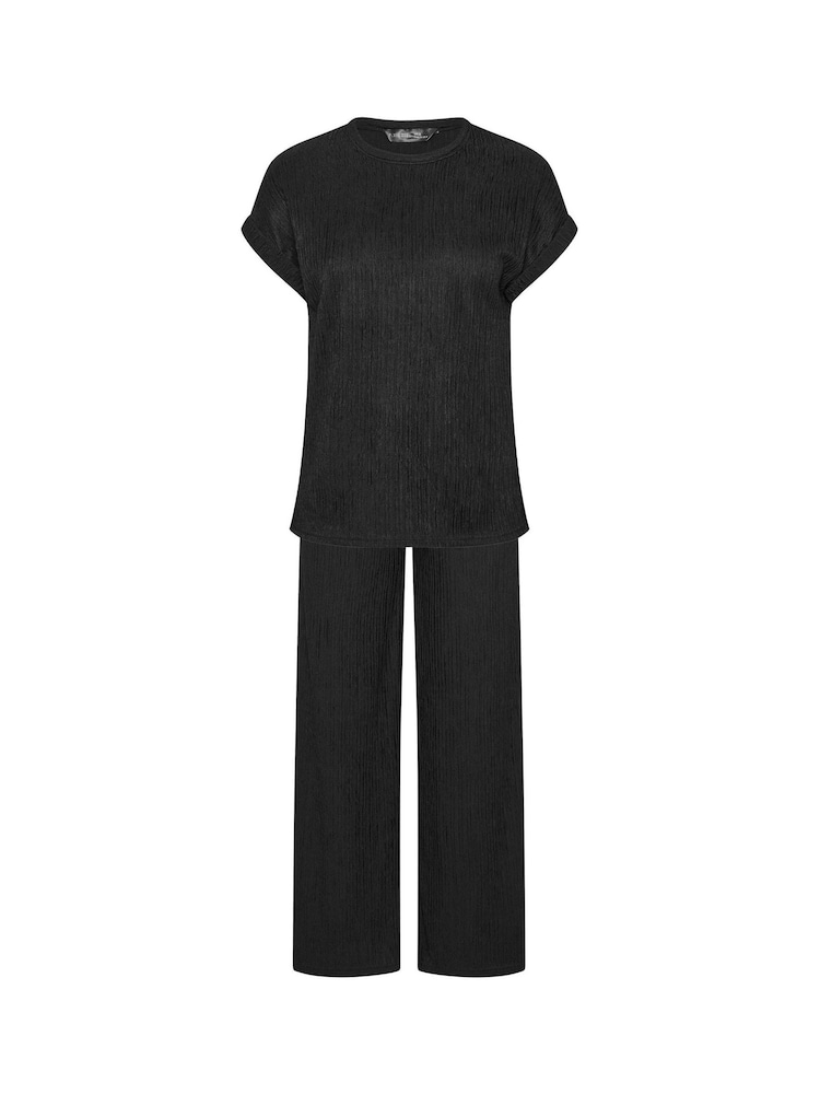 PixieGirl Petite Black Short Sleeve Top & Wide Leg Trousers Set - Image 5 of 5
