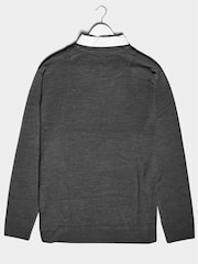 BadRhino Big & Tall Grey Shirt Insert V Neck Jumper - Image 3 of 3