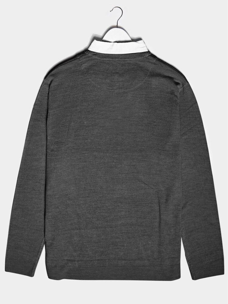 BadRhino Big & Tall Grey Shirt Insert V Neck Jumper - Image 3 of 3