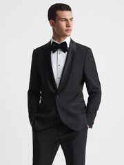 Reiss Black Poker Single Breasted Tuxedo Slim Fit Jacket - Image 1 of 6