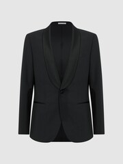 Reiss Black Poker Single Breasted Tuxedo Slim Fit Jacket - Image 2 of 6