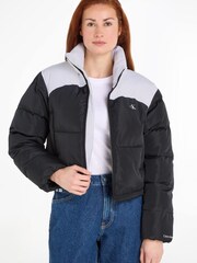 Calvin Klein Jeans Non Down Cropped Puffer Black Coat - Image 1 of 6